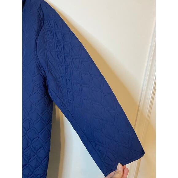 Lands End Womens Blue Quilted Barn Chore Jacket Zip Button Preppy Plus Size 3X - Picture 5 of 16